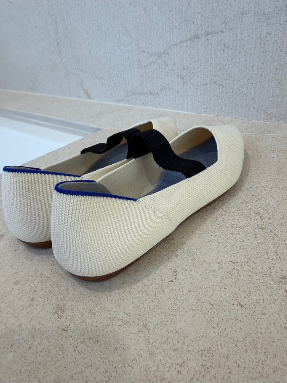 Rothy's Cream Pointed Mary Jane Flats with Black Strap Size 7 Basics Neutrals - Picture 4 of 8